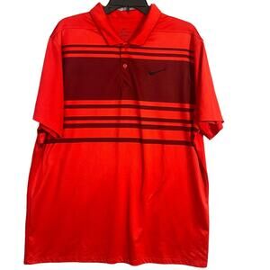 Nike Dri-Fit Mens Standard‎ Fit Size XL Red With Stripes Golf Shirt